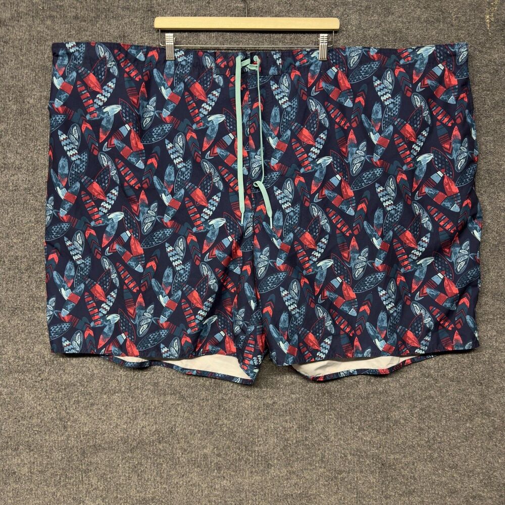 True Nation Swim Shorts Mens 7XL Blue Surfboard Print Lined Beach Trunks 63x8
